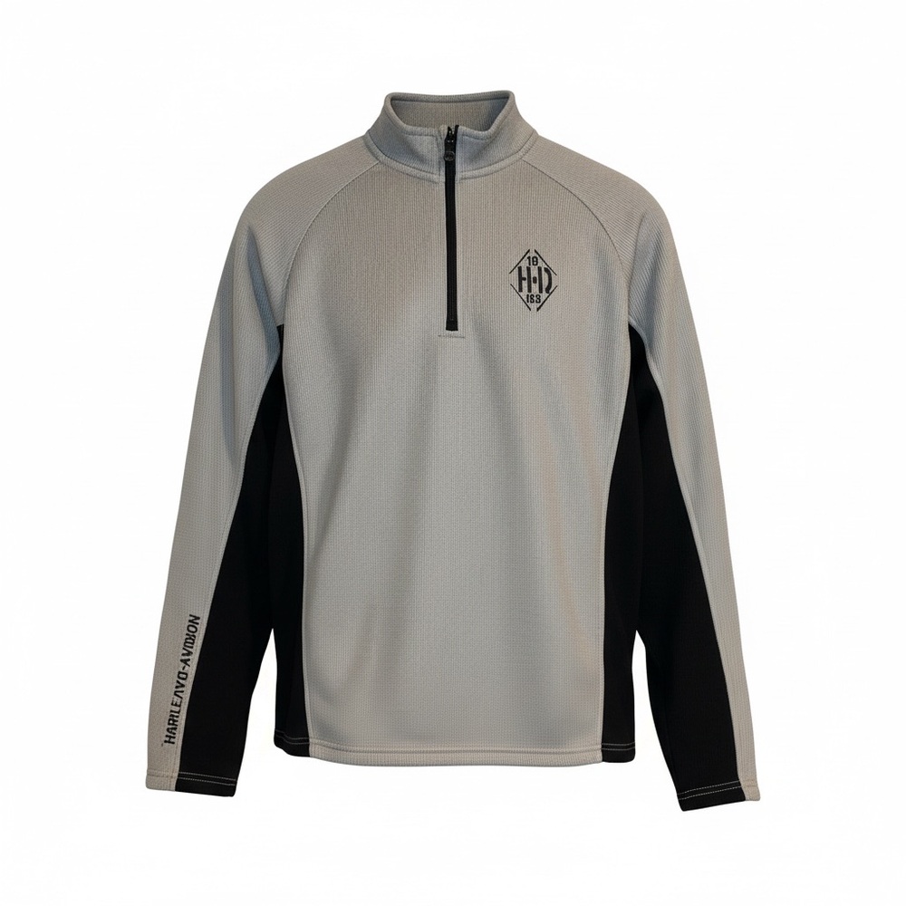 Harley-Davidson Men’s Quarter Zip Pullover Gray Black Size Large